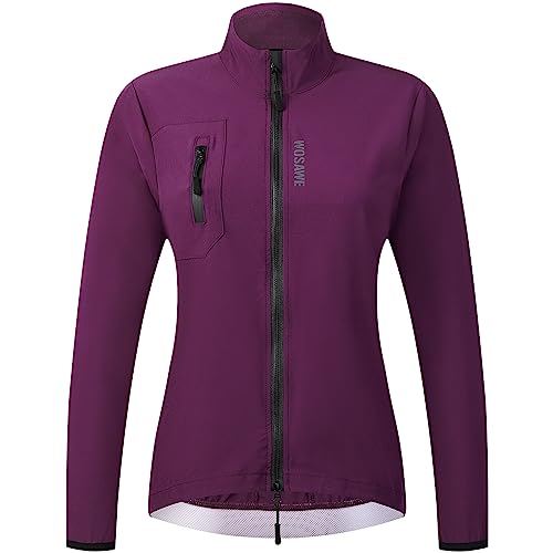 WOSAWE Damen Fahrradjacke Atmungsaktiv Laufjacke Leicht Windbreaker Wanderjacke (Purple, M) von WOSAWE