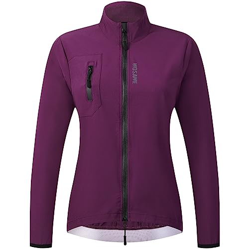 WOSAWE Damen Fahrradjacke Atmungsaktiv Laufjacke Leicht Windbreaker Wanderjacke (Purple, S) von WOSAWE