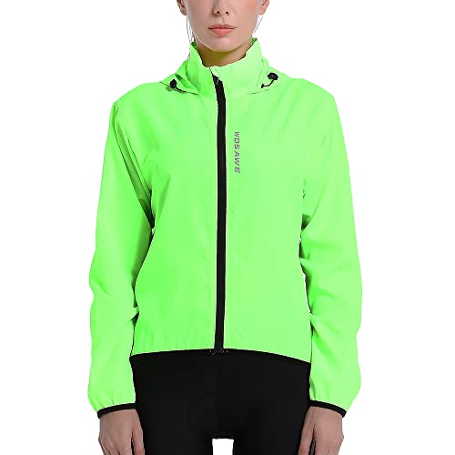 WOSAWE Damen Fahrradjacke mit Kapuze, Atmungsaktiv Laufjacke Leicht Windjacke (Grün, L) von WOSAWE