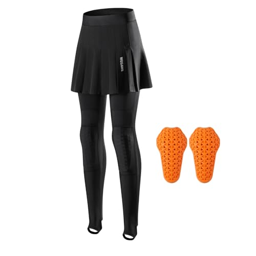 WOSAWE Damen Motorradhose Atmungsaktiv 2 in 1 Faltenrock Hose Abnehmbare Kniepolster Schutzhosen (Mit Knieschonern, M) von WOSAWE