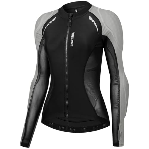 WOSAWE Damen Motorradjacke mit CE Abnehmbar Protektoren Sommer Atmungsaktiv Schutzjacken (Grau, XL) von WOSAWE