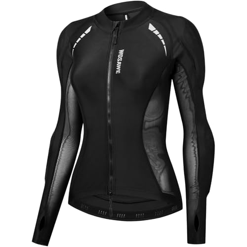 WOSAWE Damen Motorradjacke mit CE Abnehmbar Protektoren Sommer Atmungsaktiv Schutzjacken (Schwarz, XL) von WOSAWE