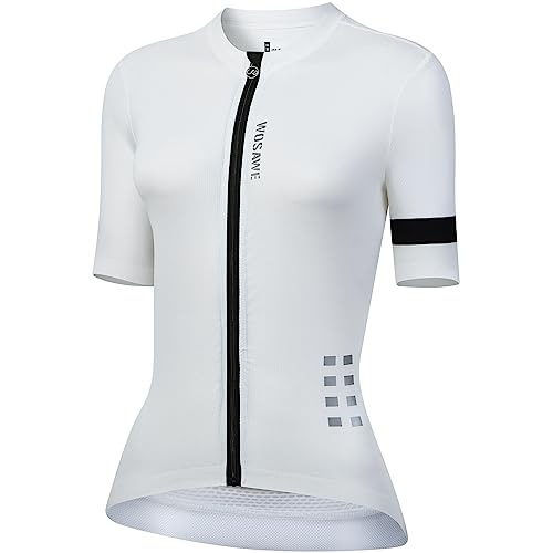 WOSAWE Damen Radtrikot Kurzarm Atmungsaktiv Schnelltrocknend Fahrradtrikot Sommer Rad Tops (Schwarz, L) von WOSAWE