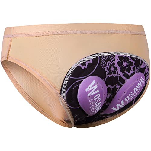 WOSAWE Damen Radunterhose 4D Gel Gepolstert Atmungsaktive Radsportshorts Elastische MTB Unterwäsche (BT118 Beige M) von WOSAWE