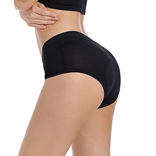 WOSAWE Damen Radunterhose Gepolstert Shorts Atmungsaktiv MTB Fahrrad Slip, schwarz, X-Large von WOSAWE