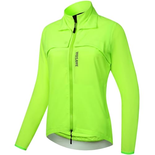 WOSAWE Herren Damen Fahrradjacke Abnehmbare Atmungsaktiv Laufweste Winddichte Radjacke mit YKK Reißverschluss (Grün für Damen, XL) von WOSAWE
