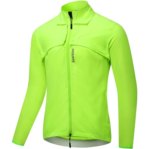 WOSAWE Fahrradjacke Herren Damen Abnehmbare Atmungsaktiv Laufweste Winddichte Radjacke mit YKK-Reißverschluss (Grün für Herren, L) von WOSAWE