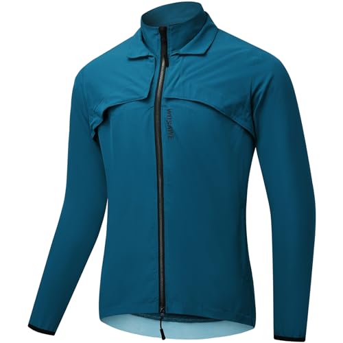 WOSAWE Fahrradjacke Herren Damen Abnehmbare Atmungsaktiv Laufweste Winddichte Radjacke mit YKK-Reißverschluss (Navy für Herren, L) von WOSAWE