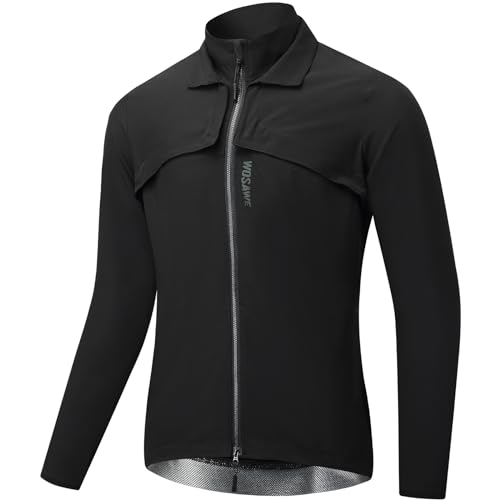 WOSAWE Fahrradjacke Herren Damen Abnehmbare Atmungsaktiv Laufweste Winddichte Radjacke mit YKK-Reißverschluss (Schwarz für Herren, XL) von WOSAWE