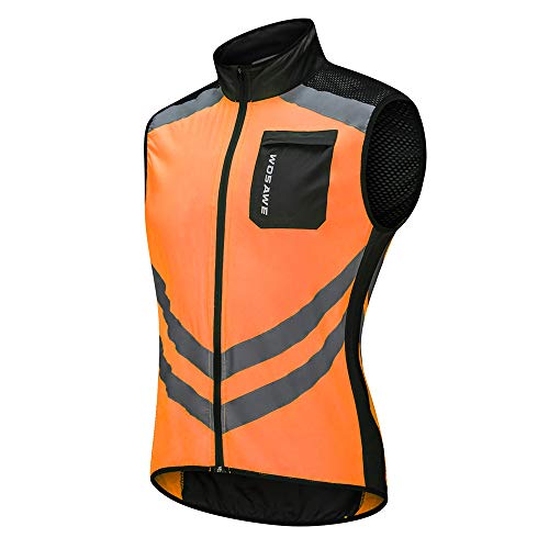 WOSAWE Fahrradweste Atmungsaktiv Leichte Wind Weste Wasserabweisend ärmellos Fahrradjacke für Männer und Frauen (BL208 Orange M) von WOSAWE