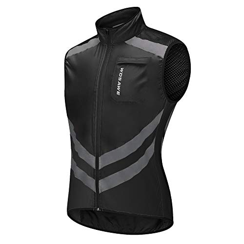 WOSAWE Fahrradweste Atmungsaktiv Leichte Wind Weste Wasserabweisend ärmellos Fahrradjacke für Männer und Frauen (BL208 Schwarz XXXL) von WOSAWE