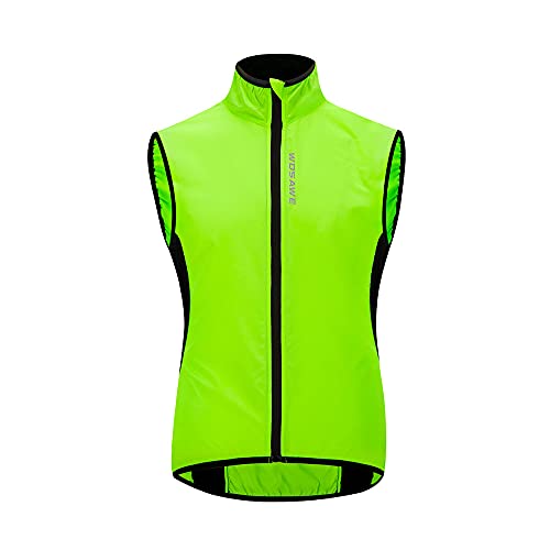 WOSAWE Fahrradweste Herren Damen Reflektierend Atmungsaktiv Laufweste ärmellos Windweste Jacke (Neues Grün L) von WOSAWE