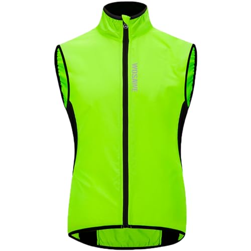 WOSAWE Fahrradweste Herren Damen Reflektierend Atmungsaktiv Laufweste ärmellos Windweste Jacke (Neues Grün XXL) von WOSAWE