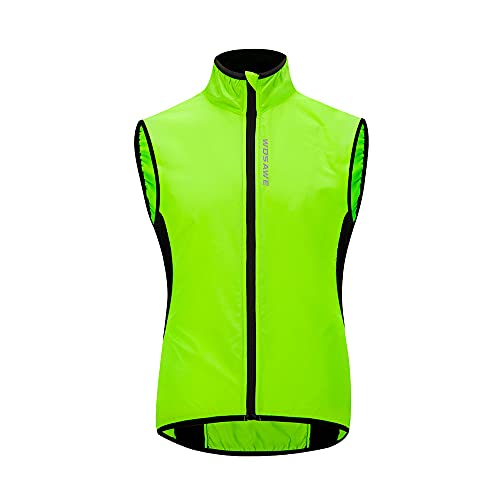 WOSAWE Fahrradweste Herren Damen Reflektierend Atmungsaktiv Laufweste ärmellos Windweste Jacke (Neues Grün XXXL) von WOSAWE