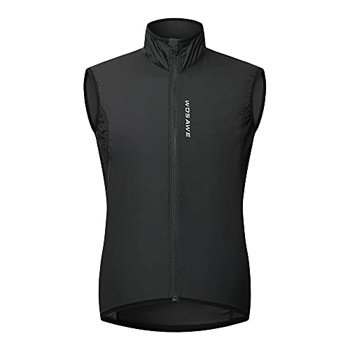 WOSAWE Fahrradweste Herren Damen Reflektierend Atmungsaktiv Laufweste ärmellos Windweste Jacke (Neues Schwarz, 3XL) von WOSAWE