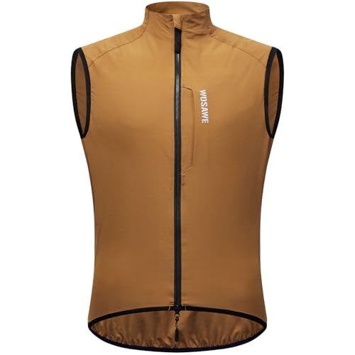WOSAWE Fahrradweste Herren Damen Wasserabweisend Atmungsaktiv Laufweste Winddicht ärmellos Jacke (Upgrade Gelb, XL) von WOSAWE