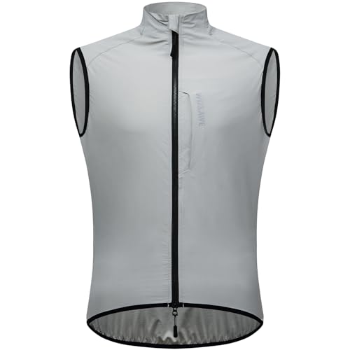 WOSAWE Fahrradweste Herren Damen Wasserabweisend Atmungsaktiv Laufweste Winddicht ärmellos Jacke (Upgrade Grau, XXXL) von WOSAWE