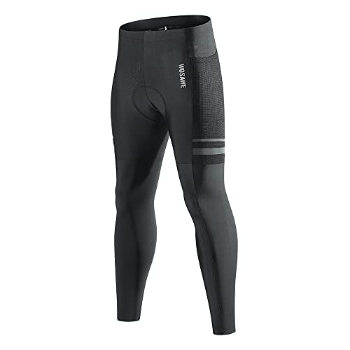 WOSAWE Herren 3/4 Lange Radhose Elastische Atmungsaktive Kompression Fahrradhose mit 3D Gel Sitzpolster (BT138 Lange Hosen, M) von WOSAWE