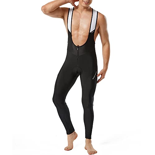 WOSAWE Herren Fahrrad Trägerhose Lang Atmungsaktiv 3D Gepolsterte Radlerhose für den Frühling Herbst (Schwarz XXXL) von WOSAWE