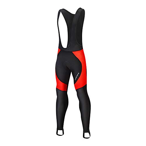 WOSAWE Herren-Fahrradhose, Thermo-Leggings Atmungsaktiv Radfahr-Hosen mit 3D Coolmax Sitzpolste Steg (Schwarz mit Rot M) von WOSAWE