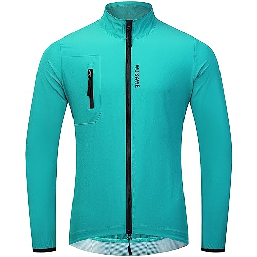 WOSAWE Herren Fahrradjacke Leicht Atmungsaktiv MTB Jacke Winddicht Spritzwassergeschützt Laufjacke (Grün, XXXL) von WOSAWE
