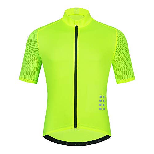 WOSAWE Herren Fahrradtrikot, Atmungsaktiv Kurzarm Radtrikot Voller Reißverschluss Radsport Bekleidung (Grün M) von WOSAWE