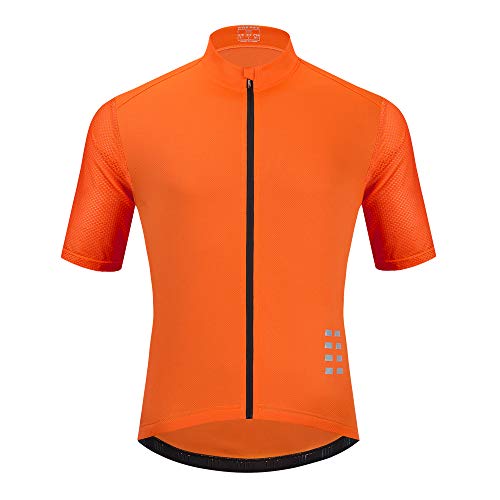 WOSAWE Herren Fahrradtrikot, Atmungsaktiv Kurzarm Radtrikot Voller Reißverschluss Radsport Bekleidung (Orange L) von WOSAWE