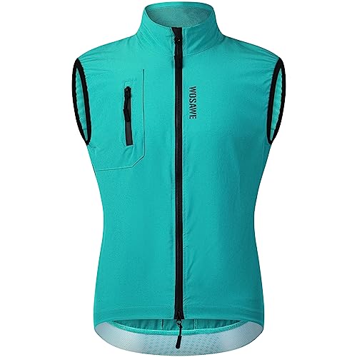 WOSAWE Herren Fahrradweste Leicht Atmungsaktiv ärmellos Laufjacke Winddicht Radweste mit YKK-Reißverschluss (Blau, L) von WOSAWE