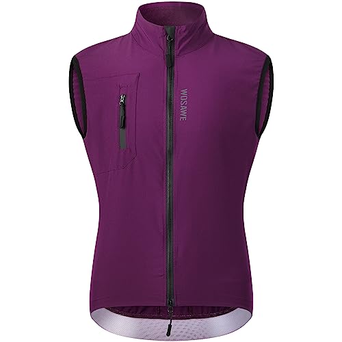 WOSAWE Herren Fahrradweste Leicht Atmungsaktiv ärmellos Laufjacke Winddicht Radweste mit YKK-Reißverschluss (Lila, XXXL) von WOSAWE