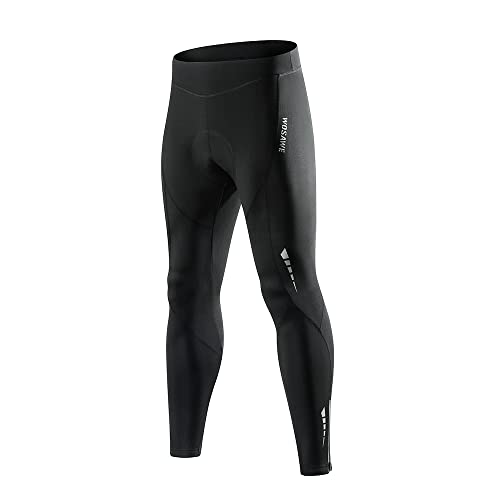 WOSAWE Herren Lang Fahrradhose Winter Thermo Radlerhose 4D Gepolsterte Radsport-Leggings (BO183 Schwarz L) von WOSAWE