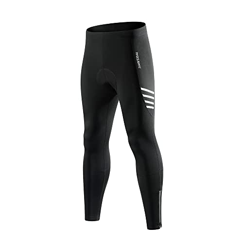 WOSAWE Herren Lang Fahrradhose Winter Thermo Radlerhose 4D Gepolsterte Radsport-Leggings (BO186 Schwarz XXXL) von WOSAWE