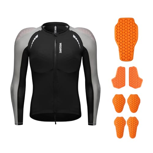 WOSAWE Herren Motorrad Jacke Mesh Atmungsaktiv Protektorenjacke Weiche Panzerung mit CE Abnehmbar Protektoren (Grau mit Rüstung, L) von WOSAWE