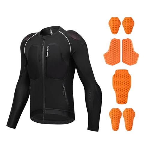 WOSAWE Herren Motorradjacke Atmungsaktiv Leichter Motorradhemden Elastisch Schutzjacken mit CE Abnehmbar Protektoren (Schwarz, M) von WOSAWE
