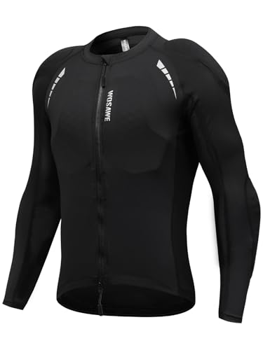 WOSAWE Herren-Motorradjacke aus Mesh CE-zertifiziert Gepolstertes Motorradhemd Sommer Sport Schutzausrüstung, Schwarz L von WOSAWE