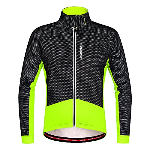 WOSAWE Herren Radjacke Winddichte Warm Mountainbike Jacke Thermische Fleece Mantel Langarm für Winter Herbst (Grün XXL) von WOSAWE