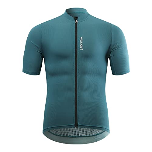 WOSAWE Herren Radtrikot, Sommer Kurzarm Atmungsaktivem Fahrradtrikot Schnell Trocknen Mountainbike-Hemd (Navy XL) von WOSAWE