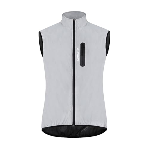 WOSAWE Herren Reflektierende Jacke Night High Visibility Laufjacke Winddicht Fahrradweste Sport Mantel (Vest, L) von WOSAWE