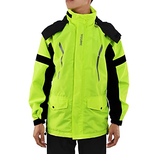 WOSAWE Herren Regenjacke Unisex Wasserdicht Winddicht Fahrradjacke Atmungsaktiv Laufjacke mit Abnehmbare Kapuze (Grün, M) von WOSAWE
