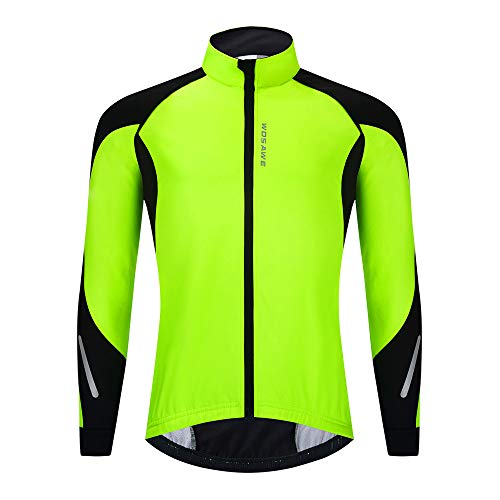 WOSAWE Herren Softshell Fahrradjacke Winter Thermo Winddichte Radjacke Fahrradbekleidung für Freizeit, Mountainbike, Laufen, Wandern, Bergsteigen (BL277 Grün XXL) von WOSAWE