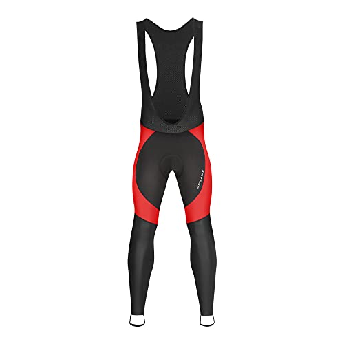 WOSAWE Herren Thermo-Trägerhose Winter Radfahren Steigbügel Kompression Leggings 4D gepolsterte Fahrradhose - Rot - Groß von WOSAWE