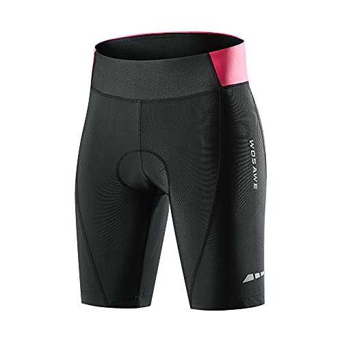 WOSAWE Radlerhose Damen Atmungsaktiv 4D Gepolsterte Fahrradhose Hoher Taille Reitstrumpfhose (Schwarz L) von WOSAWE