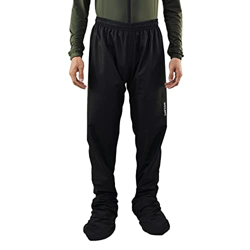 WOSAWE Regenhose Herren Damen wasserdichte Radfahren Wanderhose Atmungsaktiv Leichte Überziehhose Winddicht Trekkinghose (Schwarz, XXL) von WOSAWE