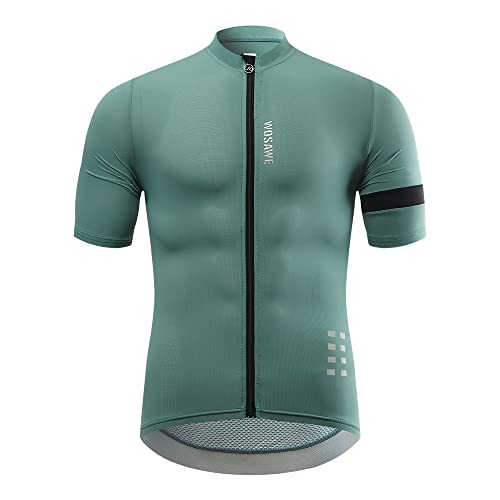 WOSAWE Sommer Fahrradtrikot Herren Kurzarm Elastischem Atmungsaktivem Radtrikot Schnell Trocknen Radsport Bekleidung (Grün M) von WOSAWE