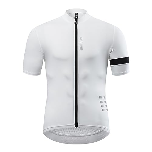 WOSAWE Sommer Fahrradtrikot Herren Kurzarm Elastischem Atmungsaktivem Radtrikot Schnell Trocknen Radsport Bekleidung (Weiß L) von WOSAWE