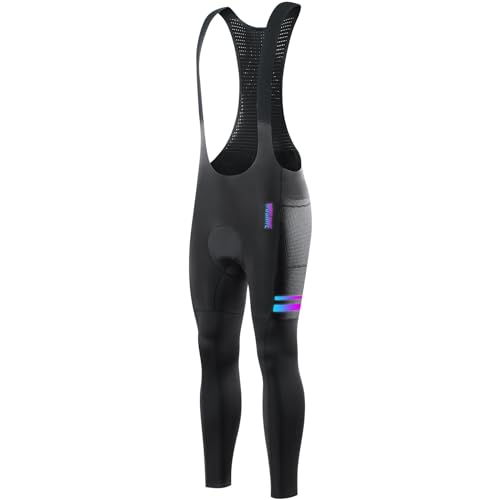 WOSAWE Winter Herren Trägerhose, Thermo Lang Fahrradhose 4D Gepolsterte Winddicht Radsport Leggings (Trägerhosen, M) von WOSAWE