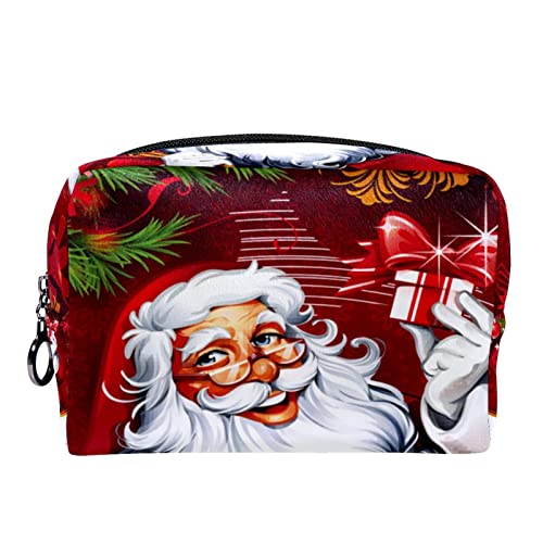 Kleine Kosmetiktasche Reisekosmetiktasche mit Reißverschluss,Cartoon Weihnachtsmann Weihnachten,Kosmetik Organizer für Frauen von WOSHJIUK