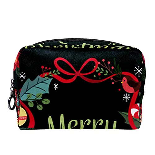 Kleine Kosmetiktasche Reisekosmetiktasche mit Reißverschluss,Frohe Weihnachten,Kosmetik Organizer für Frauen von WOSHJIUK