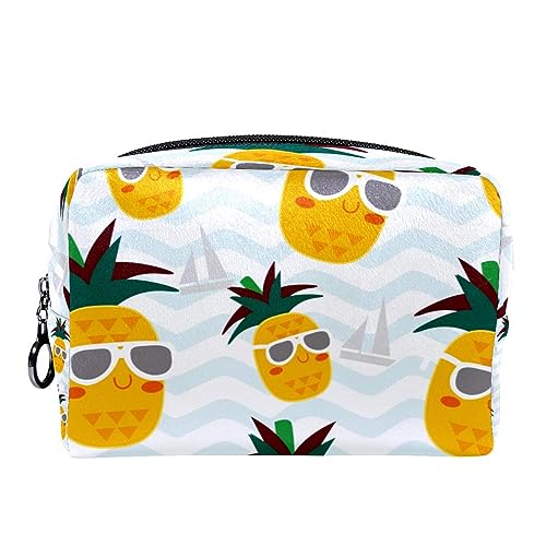 Kleine Kosmetiktasche Reisekosmetiktasche mit Reißverschluss,Frucht-Ananas-Sonnenbrille,Kosmetik Organizer für Frauen von WOSHJIUK