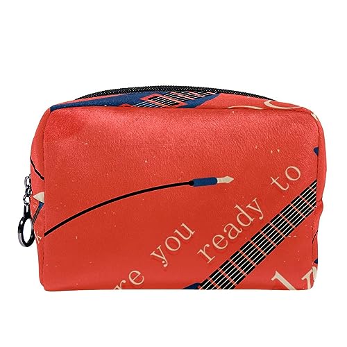 Kleine Kosmetiktasche Reisekosmetiktasche mit Reißverschluss,Rock im roten Gitarrenstil,Kosmetik Organizer für Frauen von WOSHJIUK