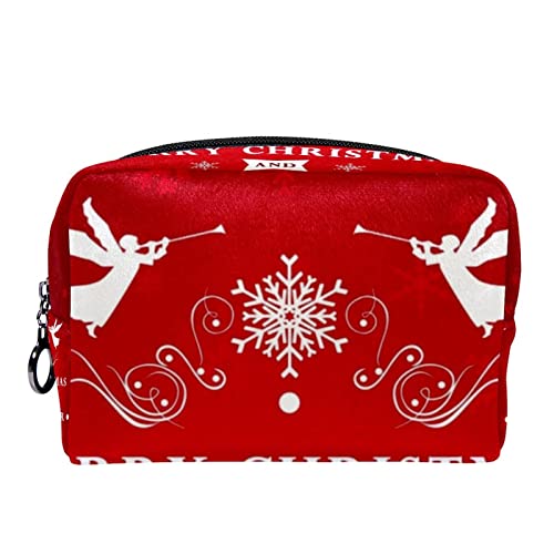 Kleine Kosmetiktasche Reisekosmetiktasche mit Reißverschluss,Schneerot Schneeflocke Weihnachten,Kosmetik Organizer für Frauen von WOSHJIUK